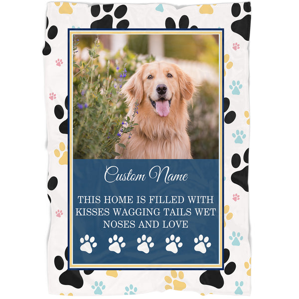 Dog Memorial Blanket| Custom Dog Pawprint Fleece Blanket, Dog Memorial Gift, Dog Remembrance, Sympathy Gift for Dog Owners, Loss of Dog| JBD344