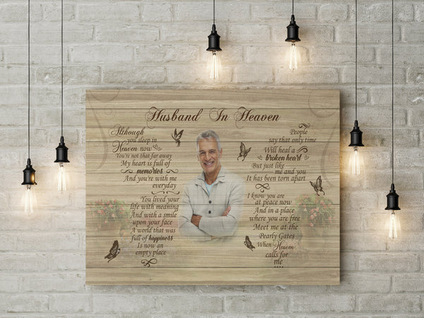 Husband Remembrance Canvas - Husband In Heaven Canvas - Custom Memorial Gift Sympathy Gift for Widow Loss of Husband - Husband Bereavement Husband Keepsake for Memorial Service - JC140