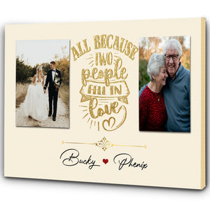 Personalized Romance Canvas for Him| All  Because Two People Fell In Love| Gifts for Old  Couple| 40Th Birthday Gifts Ideas| 60Th  Wedding Gifts for Parents on Valentine’s,  Christmas CP170 Myfihu