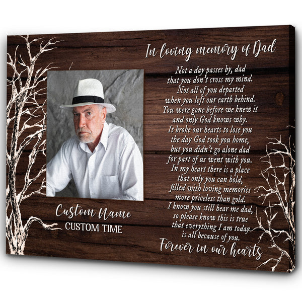 Custom Dad memorial canvas - Bereavement gift for loss of father, in Loving memory of Dad in heaven CNT05