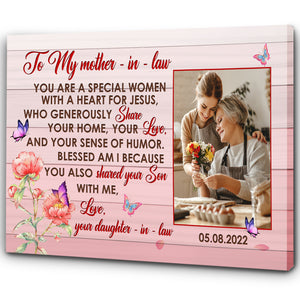 Personalized Mother Day Gifts| to My Mother-In-Law Canvas, Mother-in-Law Gift, Best Mother-in-Law, Mother-in-Law Birthday Gift, Gifts for Mother In Law on Mother’ Day| AP582