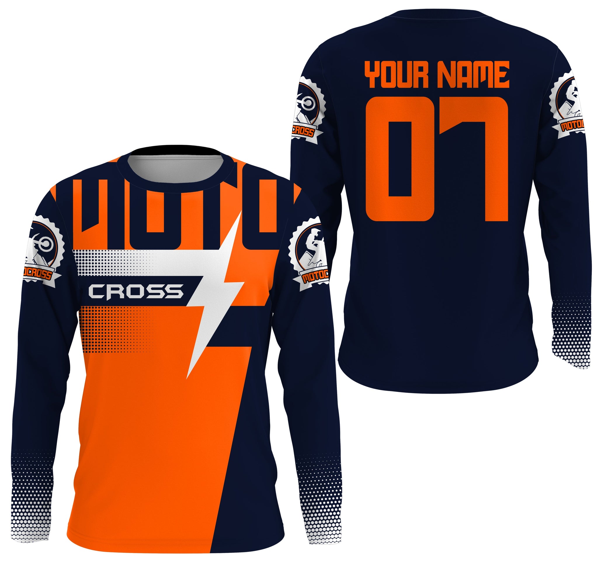 Custom motocross jersey orange UPF30+ men women kid dirt bike racing offroad motorcycle long sleeve NMS999