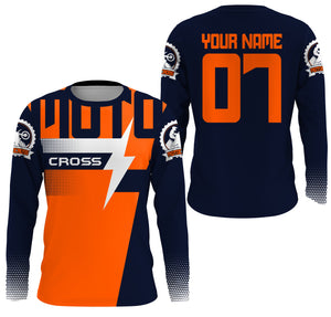 Custom motocross jersey orange UPF30+ men women kid dirt bike racing offroad motorcycle long sleeve NMS999