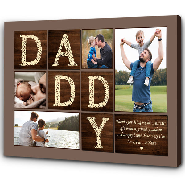 Personalized Canvas Gift for Father| Thanks For Being My Hero| Father's Day Gift for Dad, Dad Birthday| JC899