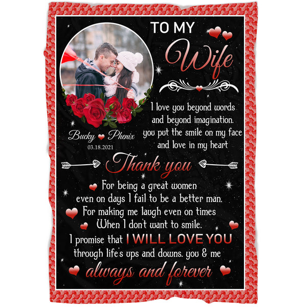 To My Gorgeous Wife Blanket| Customized  Blanket with Pictures| Custom Blanket for Wife | Valentine’s Day Blanket| Red Roses Blanket|  Gifts for Wife on Anniversary,  Birthday BP56 Myfihu