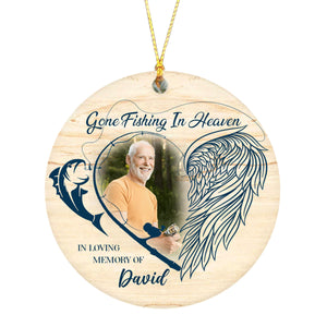 Personalized Memorial Ornament | Gone Fishing in Heaven Ornament - Christmas Sympathy Gift for Loss Dad, Loss Father | Remembrance Ornament | Bereavement Gift AP328