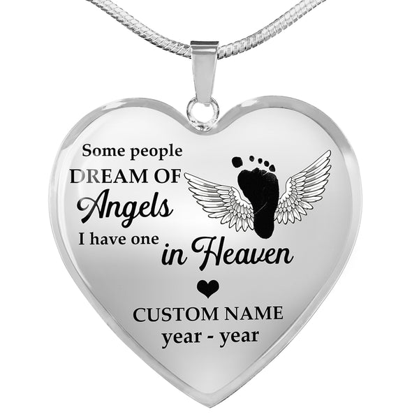 Angel footprints memorial necklace - Baby in Heaven, Miscarriage jewelry for mom, Infant loss pendant NNT46