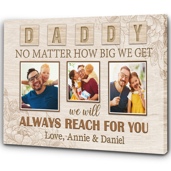 Daddy Personalized Canvas Custom Photo Collage Father's Day Gift for Best Dad Ever Birthday Christmas N2564