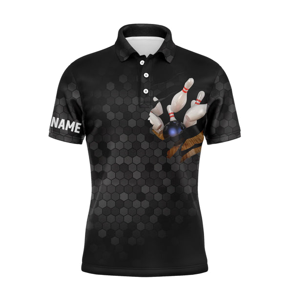 Skull Bowling Polo Shirt for Men Bowlers, Personalized Cool Bowling Jersey I Don't Give A Split NBP36