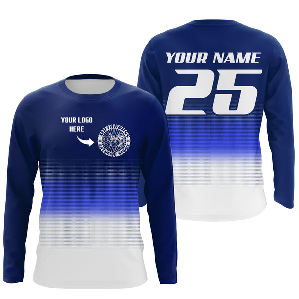 Custom logo motorcycle racing jersey UPF30+ adult kid blue motocross off-Road dirtbike riders NMS1019