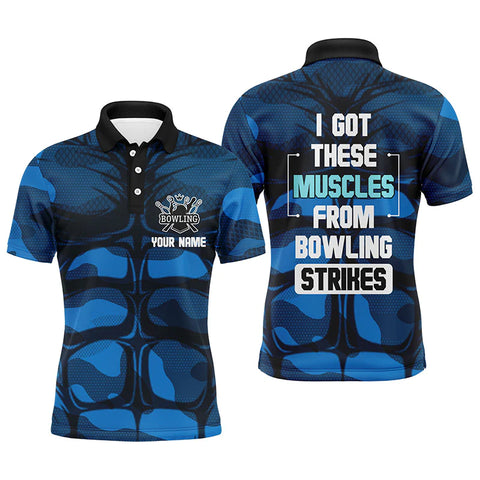 Funny Muscle Men Bowling Polo Shirt Personalized Short Sleeve Bowlers Jersey NBP60