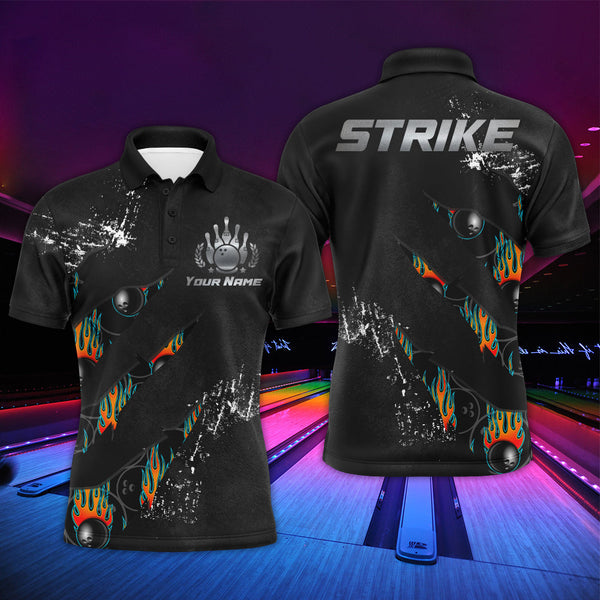 Custom Bowling Polo Shirt for Men, Strike Men Bowlers Jersey Short Sleeve NBP103