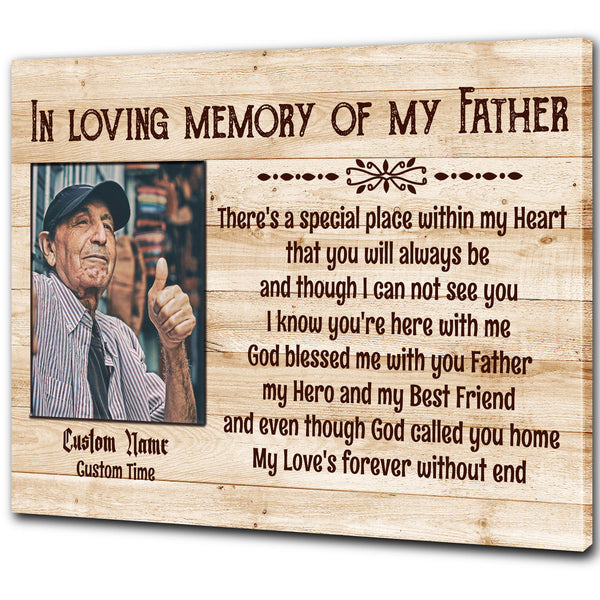 Father Memorial Custom Canvas| In Loving Memory of Father, Sympathy Gift for Loss Father, Dad Memorial JC888