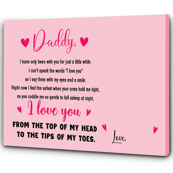 Personalized Dad Canvas| Love You From Top Of My Head Custom Image Canvas | Meaningful Fathers Day Gift, Gift From Newborn, New Father, First Time Dad, First Father's Day| T437