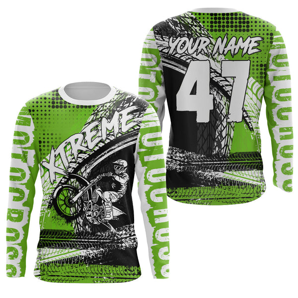 Green MX Jersey Personalized UPF30+ Extreme Dirt Bike Shirt Kid Men Women Off-Road Motorcycle PDT452