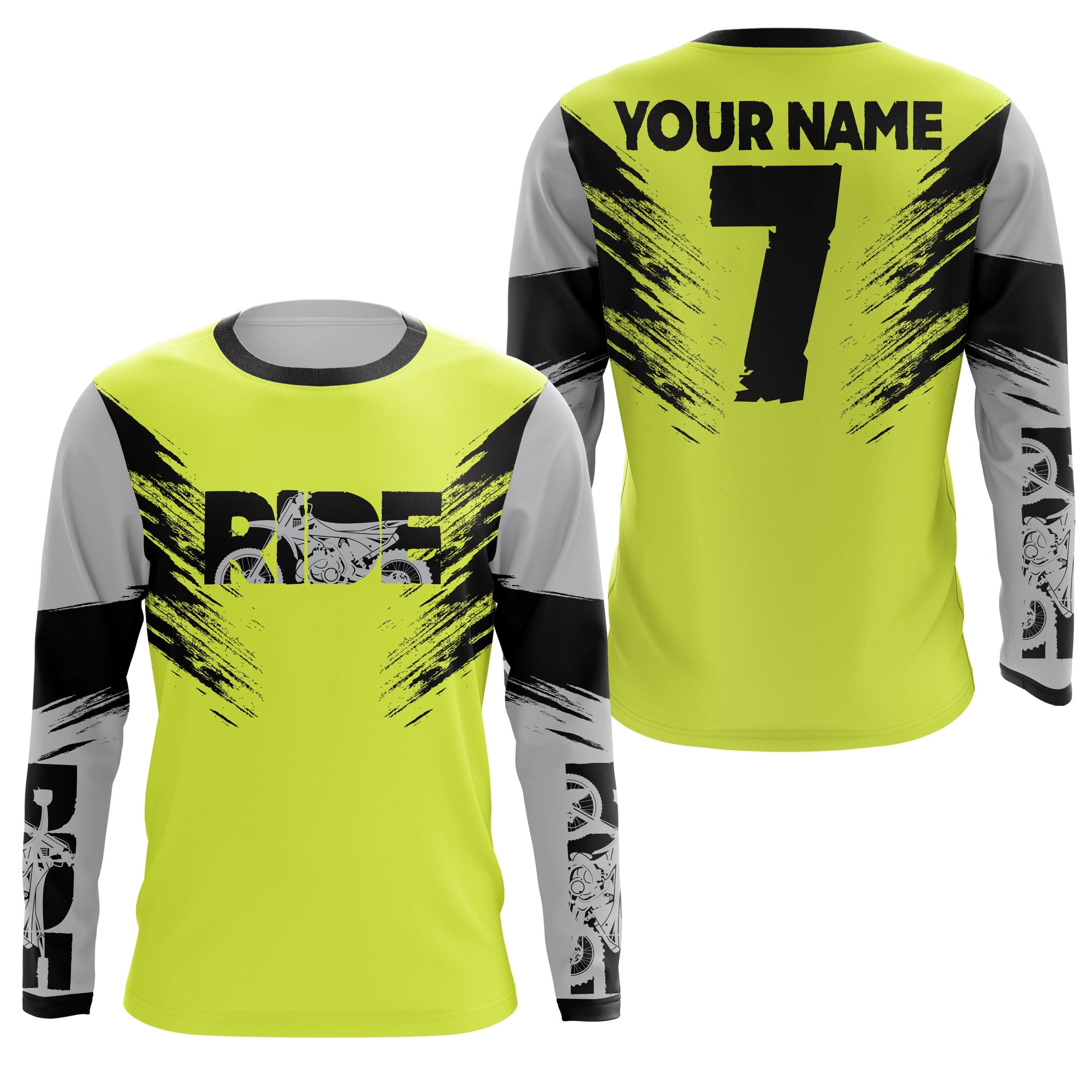 Custom dirt bike jersey adult kid UPF30+ motocross racing green off-road motorcycle racewear NMS968