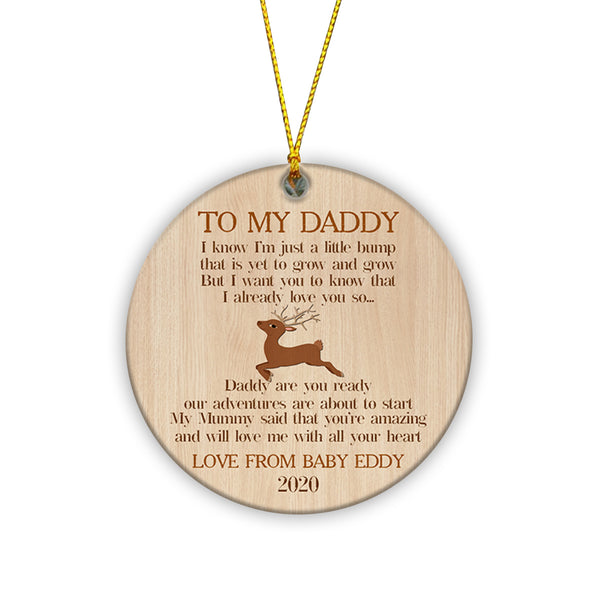 New Dad Ornament - To My Daddy Ornament Custom Gift from Baby Bump New Dad Gift Daddy To Be Christmas Ornament Expecting Dad Baby Reveal Pregnancy Announcement Baby Xmas - JOR17