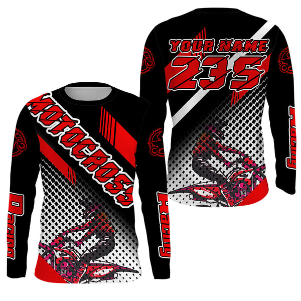 Custom MX Jersey UPF30+ Red Dirt Bike Shirt For Men Women Youth Freestyle Motocross Long Sleeve PDT468