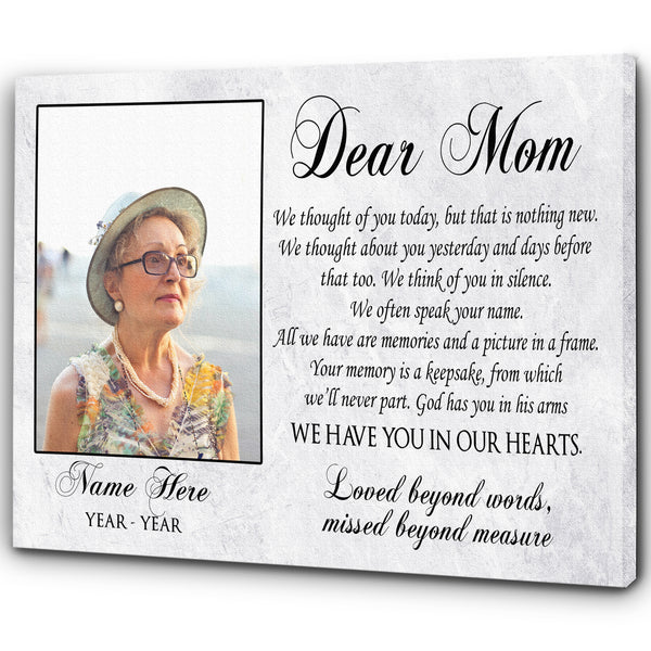 Mom Remembrance - Personalized Memorial Canvas for Mother Dear Mom in Heaven Sympathy Gift for Loss of Mom Mother Remembrance Mom Memorial Gift In Loving Memory Wall Art - JC762