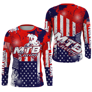 MTB race jersey Patriotic shirt UPF30+ Custom kids youth adult USA jersey Off-road Cycling gear| SLC96