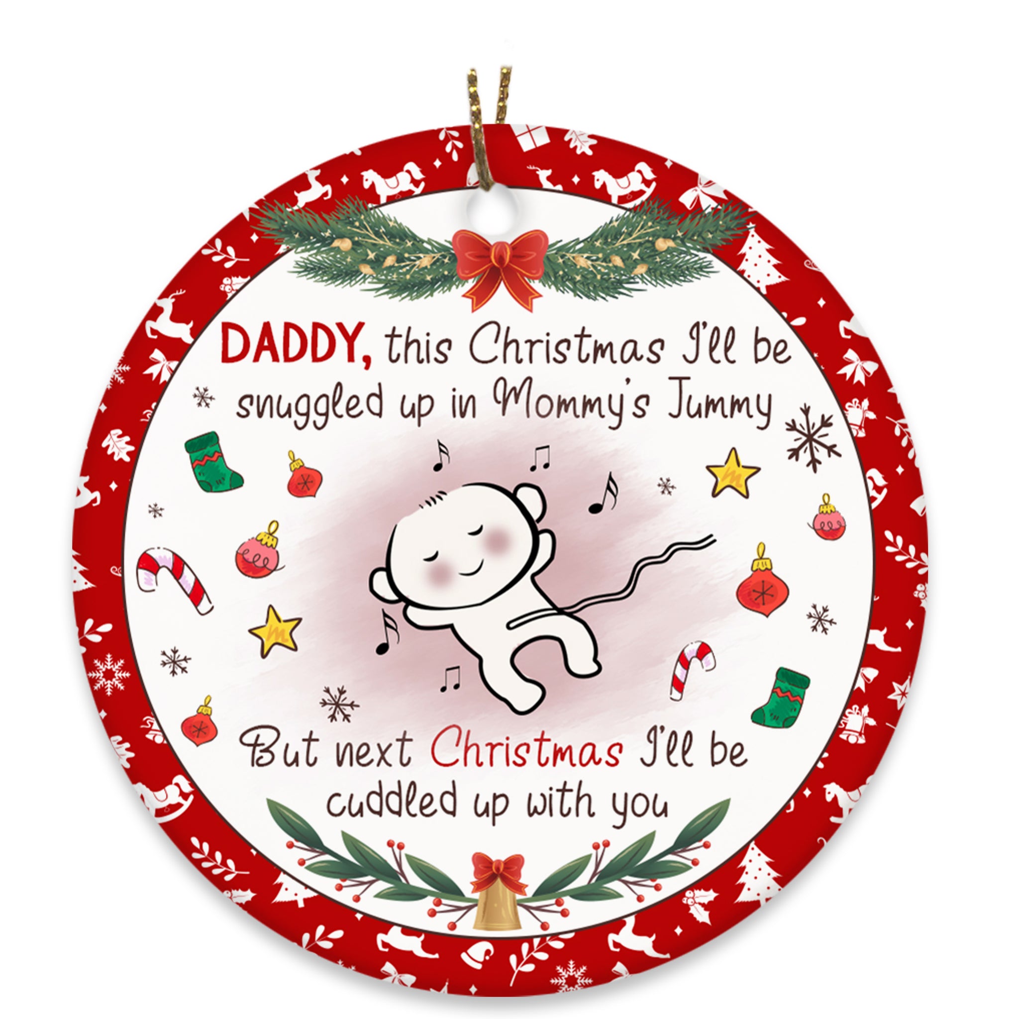 Dad to Be Christmas Ornament - Cute Ornament Gift for New Dad, Expecting Father on Christmas Baby Reveal Pregnancy Announcement| NOM139