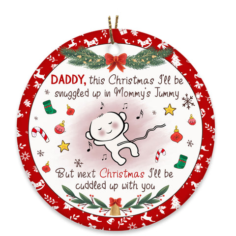 Dad to Be Christmas Ornament - Cute Ornament Gift for New Dad, Expecting Father on Christmas Baby Reveal Pregnancy Announcement| NOM139