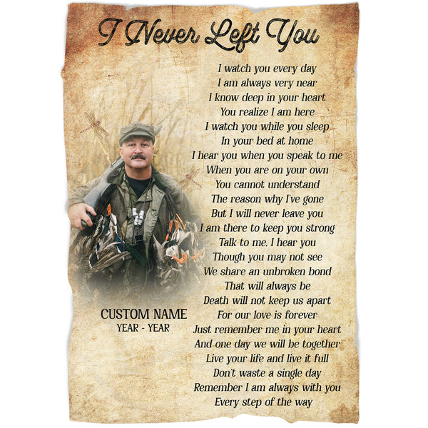 Personalized Memorial Blanket| I Never Left You| Memorial Gift, Sympathy Gift for Loss of Father Mother Husband Son in Heaven, Bereavement Gift| In Loving Memory Remembrance| N2318