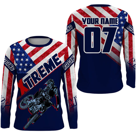 Xtreme MX Racing Jersey Custom Motocross UPF30+ Adult&Kid Patriotic Dirt Bike Off-road Shirt NMS1324