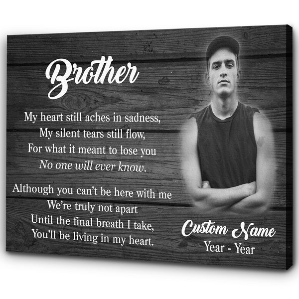 Brother Remembrance Personalized Canvas| Brother Living in My Heart| Brother Memorial Gifts, Sympathy Gifts for Loss of Brother, Bereavement Keepsake, Condolence Gifts| N2349