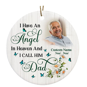 Memorial Christmas Ornament Personalized Angel In Heaven Remembrance Gift For Loss Of Dad In Memory ODT55