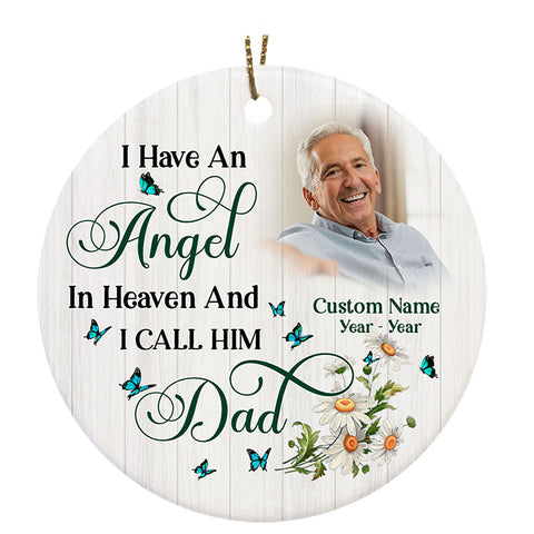 Memorial Christmas Ornament Personalized Angel In Heaven Remembrance Gift For Loss Of Dad In Memory ODT55