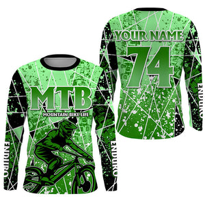 MTB life Personalized adult kid MTB jersey UPF30+ Green mountain bike gear Cycling downhill shirt| SLC226