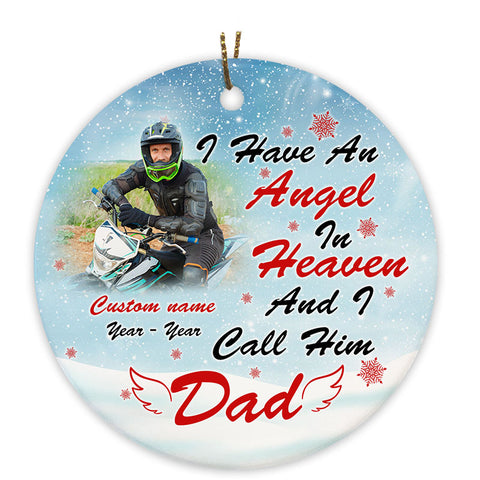 Personalized Motorcycle Christmas Ornament Angel In Heaven Remembrance Gift For Loss Of Biker Dad ODT75