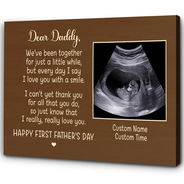 First Father's Day Canvas Custom Gift from Baby Bump| 1st Time Dad New Dad Expecting Father Daddy To Be JC864