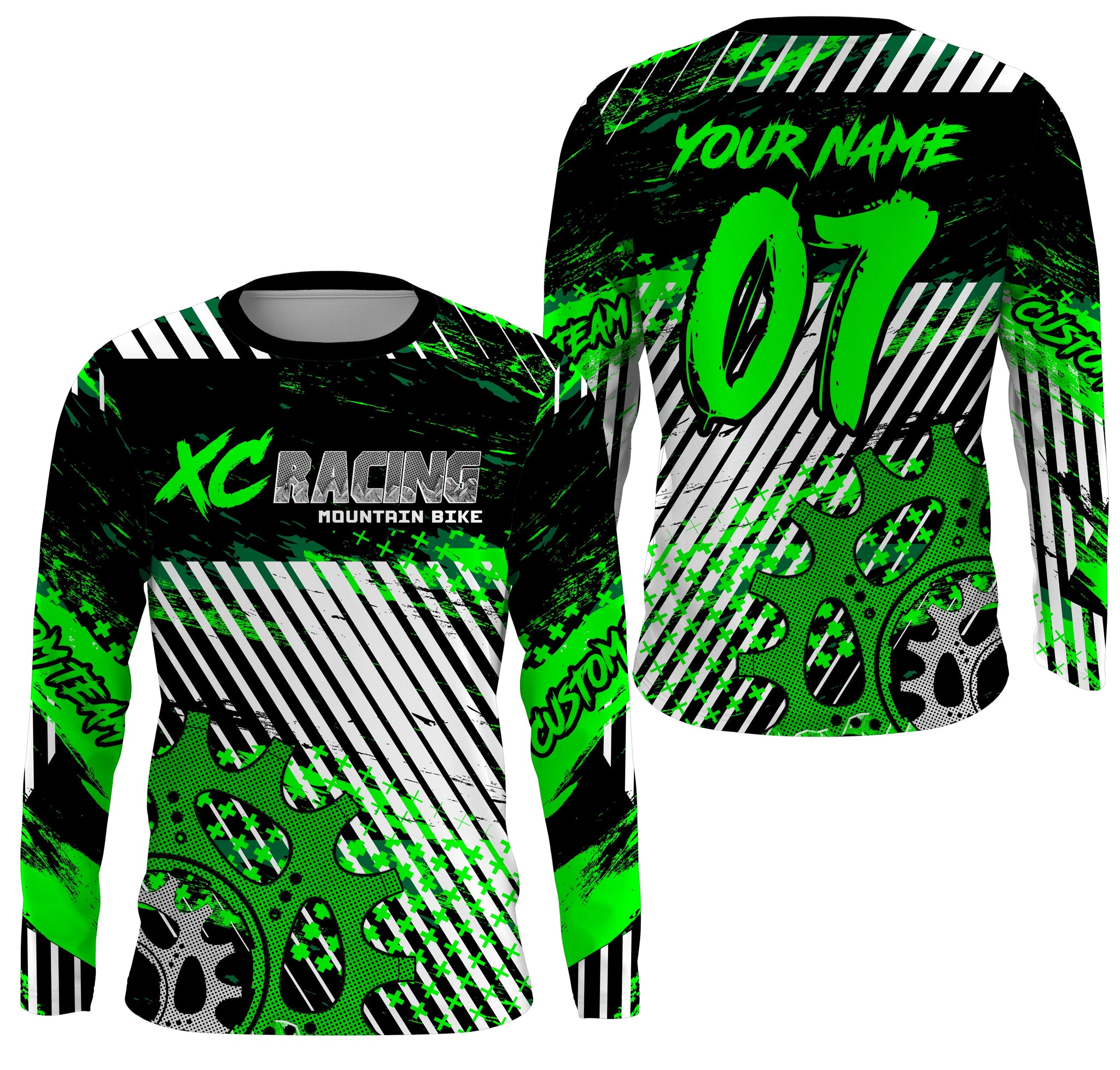 Green XC racing jersey Cross-country lightweight UPF30+ sun shirts Kid Adult Cycling MTB BMX gear| SLC106