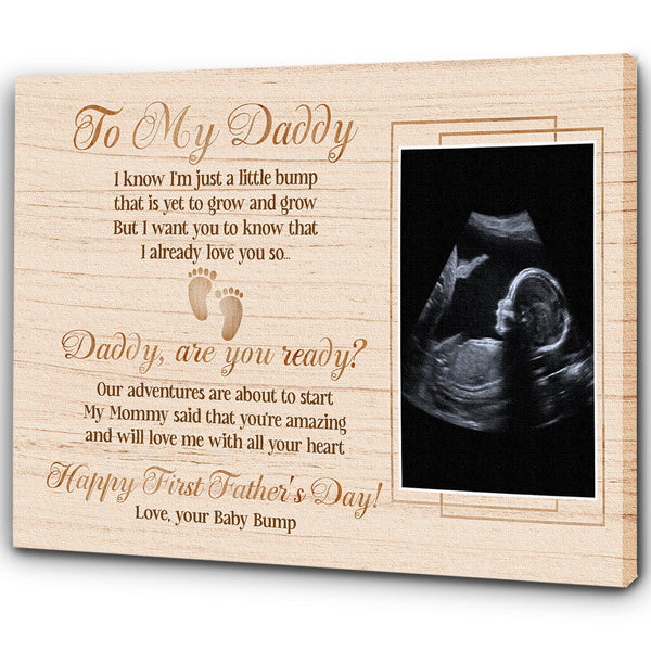 First Fathers Day Personalized Sonogram Canvas Dad to Be Gift New Daddy 1st Time Father Expecting Dad| N2577