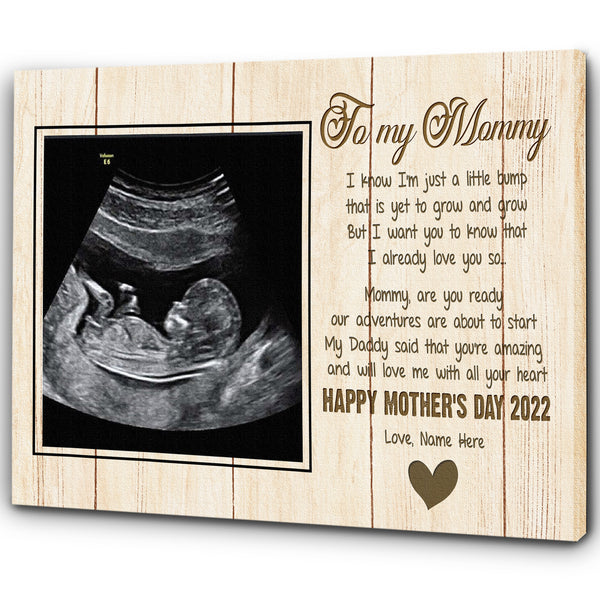 Custom New Mom Canvas| To Mommy from Baby Bump Happy Mother's Day To New Mom Gift for Expecting Mother| JC823