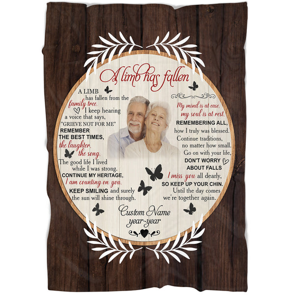 A Limb Has Fallen - Personalized Memorial Blanket| Remembrance Blanket, Sympathy Blanket| T1077