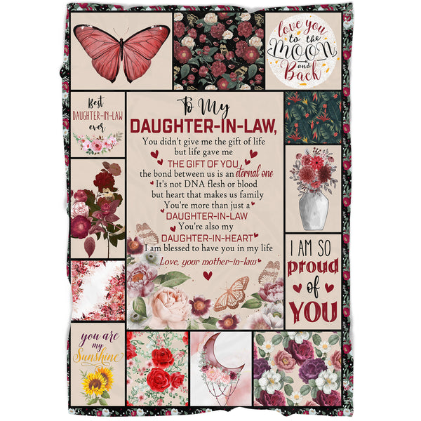 Floral Blanket To My Daughter-in-law Fleece Blanket - Thought Gift for Daughter-in-law from Mother-in-law Daughter-in-law Gift for Christmas Birthday Anniversary Wedding - JB247