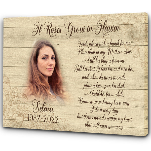 Personalized Memorial Gift Sympathy Roses in Heaven Canvas for Loss of Loved One In Loving Memory - VTQ54