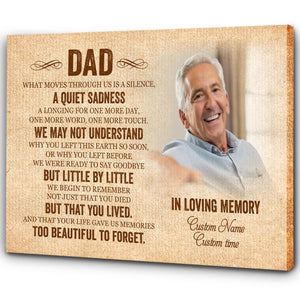 Dad Memorial Personalized Canvas, Dad Remembrance Father's Day in Heaven Sympathy Gift Loss of Father| N2592