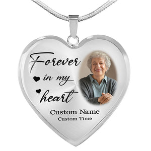 Personalized Memorial necklace with photo| Forever in my heart| Rememberance jewelry gift for loss NNT30