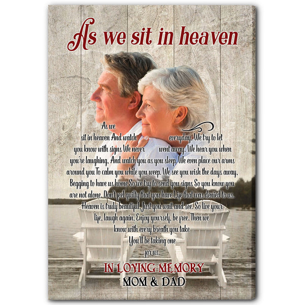 As We Sit in Heaven Personalized Memorial Gift Deepest Sympathy Canvas for Loss of Loved One VTQ60