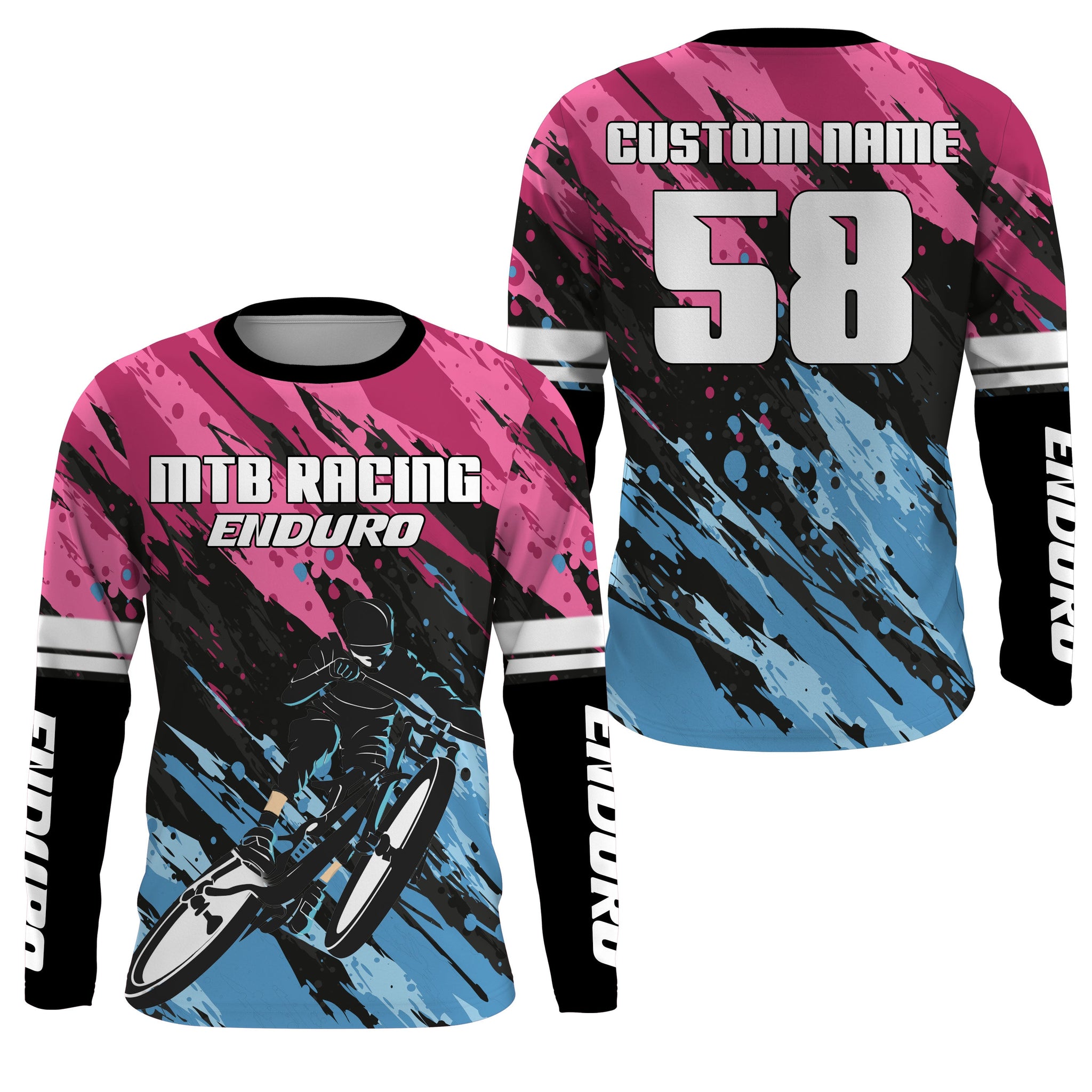 Pink MTB race jersey enduro racewear UPF30+ Mountain Bike sun shirt Youth Adult Cycling gear| SLC113