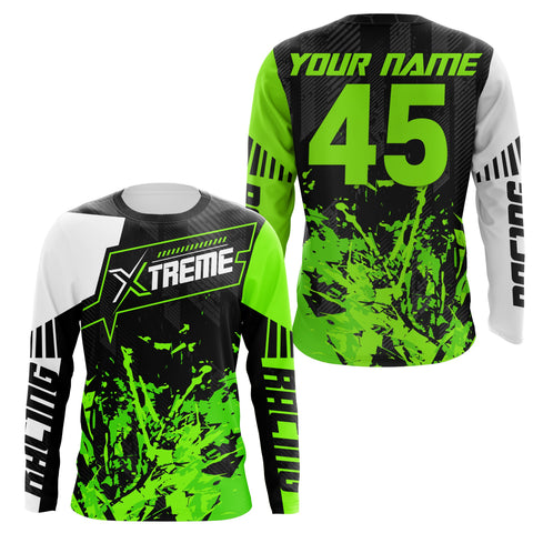 Extreme Motocross jersey personalized UPF30+ racing shirt green dirt bike off-road biker motorcycle NMS997