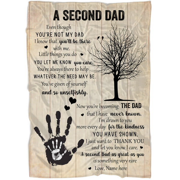 A Second Dad Blanket - Custom Stepdad Blanket| Thoughtful Gift for Stepdad Bonus Dad| Gift for Stepfather from Stepchild| Stepdad Gift for Christmas Father's Day Birthday| JB100