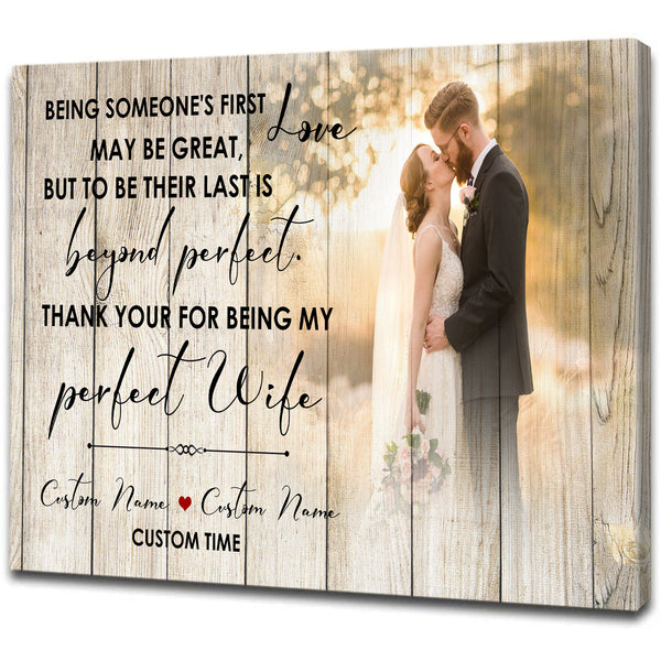 Personalized To My Wife Canvas| Thank You for Being My Perfect Wife Wall Art - Custom Gift for Wife on Valentine's Day, Wedding Anniversary, Christmas, Birthday, Wife Gift| JC450