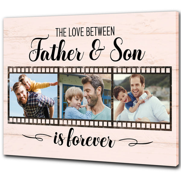 Father & Son Personalized Canvas Custom Photo Collage Father's Day Gift for Best Dad Birthday Christmas N2559