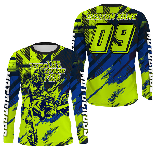 Adult&Kid custom Motocross jersey UV protective green dirt bike Xtreme MX racing offroad motorcycle NMS907