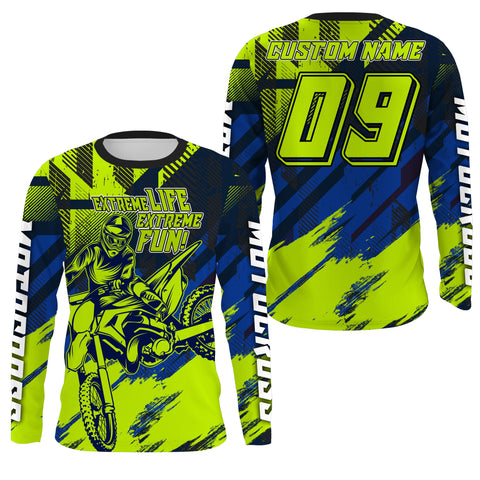 Adult&Kid custom Motocross jersey UV protective green dirt bike Xtreme MX racing offroad motorcycle NMS907